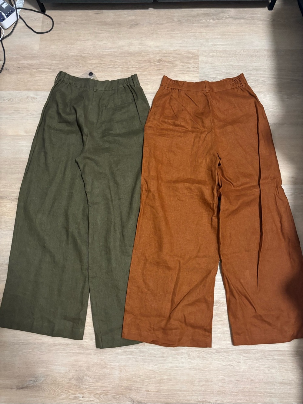 NWT 100% Linen Wide Leg Pants in Rust - Picture 6 of 10